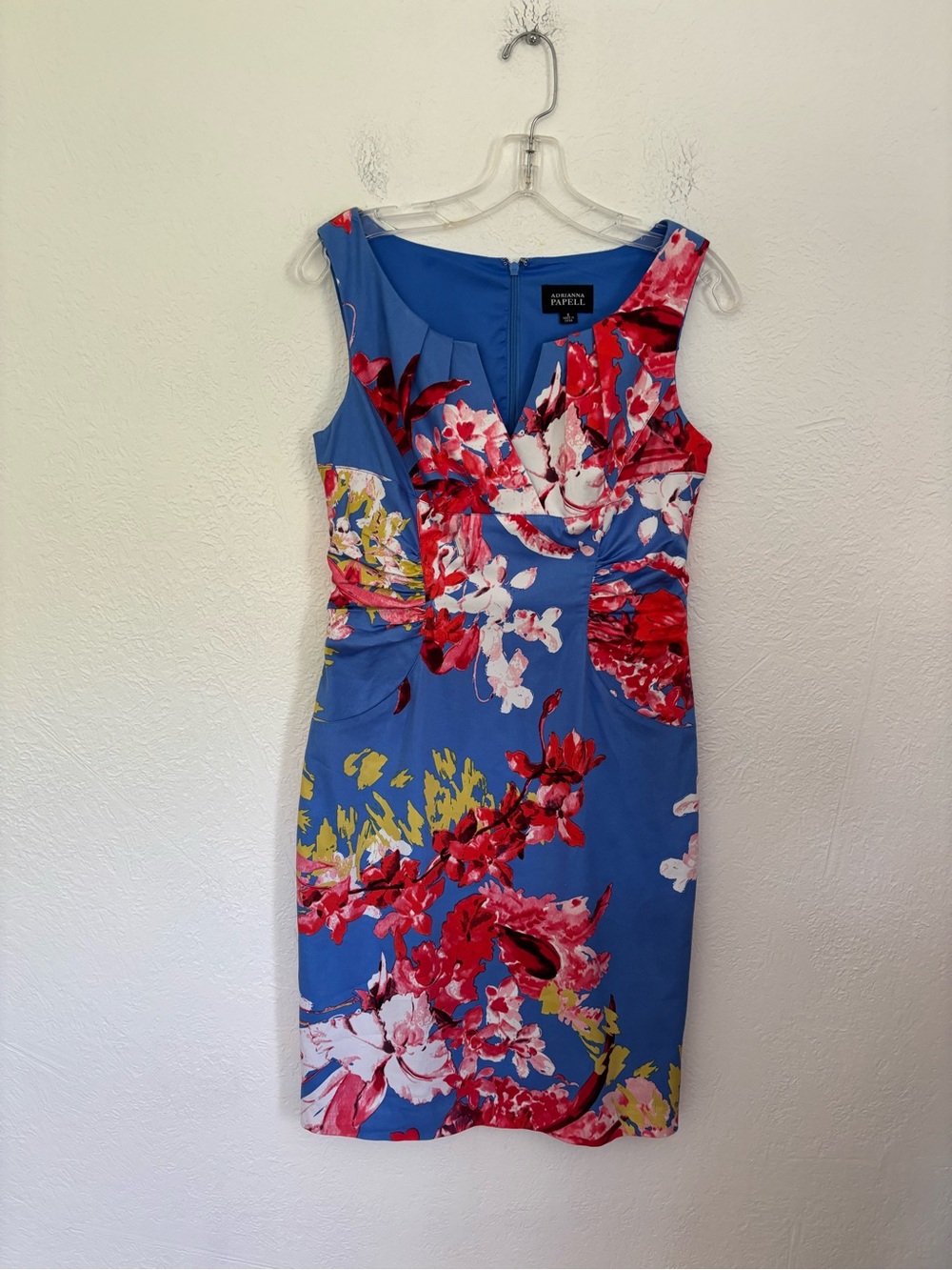 Adrianna Papell Blue Floral Sheath Dress